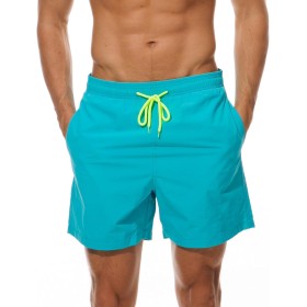 Aisprts Bañador Hombre Bañador Natacion Transpirable de Secado Rápido con 3 Bolsillos Traje de Baño con Forro de Malla y Cordón