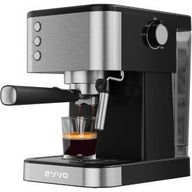 EVVO Cafetera Express Intensa, Presión de 20 bares, Cuerpo de Acero, Espressos y Capuccinos, 1350W, Doble salida, Portafiltros,