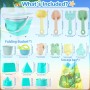 VEEKAY Juego de Juguetes de Playa,18pcs Juguetes De Playa para niños con Cubo Plegable,Juguetes de Arena,Juguete para