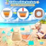 VEEKAY Juego de Juguetes de Playa,18pcs Juguetes De Playa para niños con Cubo Plegable,Juguetes de Arena,Juguete para
