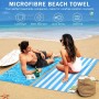 COYBTO Toalla Playa Reversible,Toallas de Playa Grande 180x90cm, Toallas Playa de Microfibra Ligera, Secado Rápido, Sin Arena,