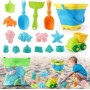 VFANDV Juguetes Playa, 18 Piezas Juguetes de Playa para Niños con Cubo Plegable Moldes de Arena Camión de Arena Palas y Bolsa de