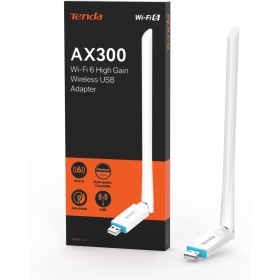 Tenda U2 Adaptador Wi-Fi 6 USB AX300, Antena Wi-Fi Externa Ajustable de 6dBi, Ap Modo, Configuración Fácil, WiFi USB para PC y