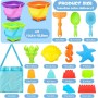 CIANBIFN 24 Piezas Juego de Juguetes de Arena para la Playa, Juego de Juguetes de Arena con Cubo Plegable, Pala, Moldes de