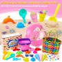 Echehi 37Piezas Juguetes de Playa para Niñas, Juegos Playa con Cubo de Playa Plegable 2L, Gafas de Sol, Pelota Playa, Moldes de
