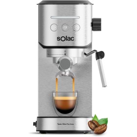 Solac Taste Slim Pro Inox - Cafetera Espresso 20 bares | 2 cacillas | Calientatazas | Calentamiento Thermoblock | Parada