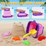 Echehi 37Piezas Juguetes de Playa para Niñas, Juegos Playa con Cubo de Playa Plegable 2L, Gafas de Sol, Pelota Playa, Moldes de
