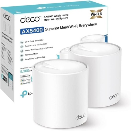 TP-Link Deco X60(3-Pack) V3.20- Sistema Wi-Fi 6 Mesh AI AX5400,Cobertura WiFi de 650 m2, 2xPuerto Gigabit, Fácil Instalación,
