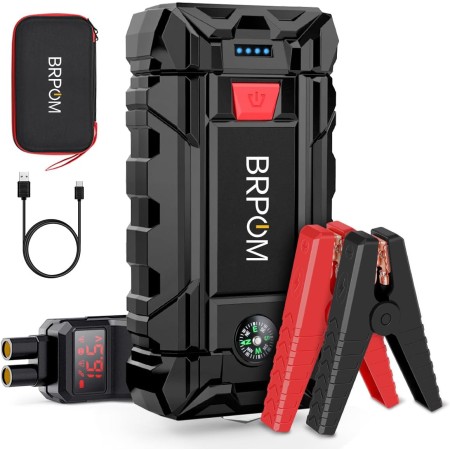 BRPOM Arrancador de Coches 4000A, 12V Arrancador de baterias de Coche(para 7.0L de Gasolina o 5.5L de Diésel) Jump Starter con
