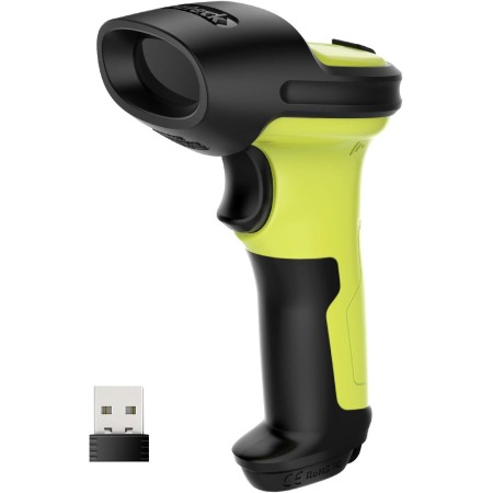 Inateck Lector de códigos de Barras Escáner Láser Inalámbrico 2.4GHz, Alcance 35 m, Automático, Rápido y Preciso, Duración en