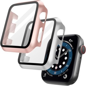 OFFCUP Transparente Fundas Apple Watch Series 3/Series 2 38mm, 2pcs Apple Watch Protector de Pantalla, HD Protección Completa