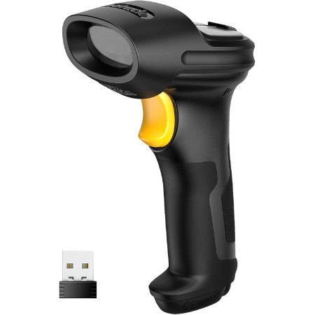 Inateck Lector de códigos de Barras Escáner Láser Inalámbrico 2.4GHz, Alcance 35 m, Automático, Rápido y Preciso, Duración en