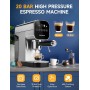 Aigostar Barista - Cafetera Espresso y Capuccino, Compatible con cápsulas y café molido, 20 Bares, Panel Táctil Digital, 1 o 2