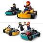 LEGO City Karts y Pilotos de Carreras, 2 Minikarts de Juguete, Juego de Construcción con 2 Minifiguras de Pilotos, Coches de