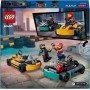 LEGO City Karts y Pilotos de Carreras, 2 Minikarts de Juguete, Juego de Construcción con 2 Minifiguras de Pilotos, Coches de