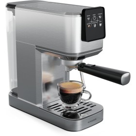 KLARSTEIN SteelPresso Touch Slim Cafetera exprés – 20 Bares, 1350W, Depósito 1,2L, Boquilla de Vapor, Pantalla Táctil, Acero