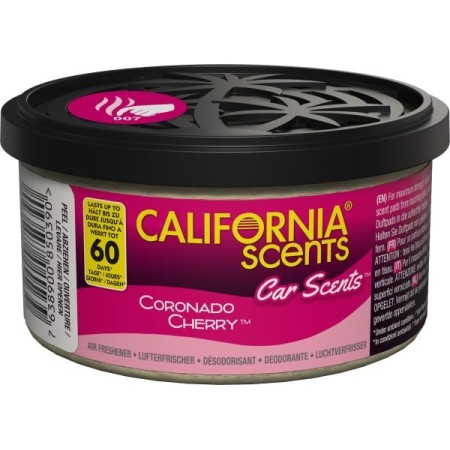 California Scents Ambientador de coche en Lata Premium - 4 Pack (Hasta 60 Días)- Fragancia Duradera de Cereza - Control de