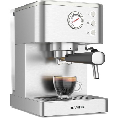 KLARSTEIN SteelPresso Touch Slim Cafetera exprés – 20 Bares, 1350W, Depósito 1,2L, Boquilla de Vapor, Pantalla Táctil, Acero