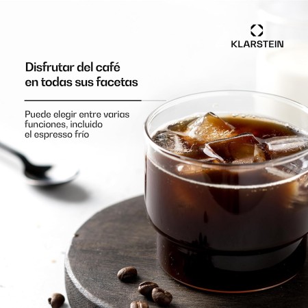 KLARSTEIN SteelPresso Touch Slim Cafetera exprés – 20 Bares, 1350W, Depósito 1,2L, Boquilla de Vapor, Pantalla Táctil, Acero