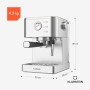KLARSTEIN SteelPresso Touch Slim Cafetera exprés – 20 Bares, 1350W, Depósito 1,2L, Boquilla de Vapor, Pantalla Táctil, Acero