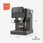 KLARSTEIN SteelPresso Touch Slim Cafetera exprés – 20 Bares, 1350W, Depósito 1,2L, Boquilla de Vapor, Pantalla Táctil, Acero