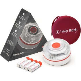 help flash IoT Luz de Emergencia V16 con Geolocalización + Funda de Neopreno Roja, Exigible a Partir de 2026, Baliza Conectada