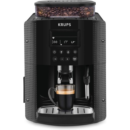 Krups Máquina de café Essential, molinillo de granos, cafetera espresso, pantalla LCD, limpieza automática, boquilla de vapor