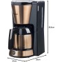 Bestron Cafetera con Jarra Termo, 8 Tazas, 900 W, Acero Inoxidable en Color Cobre