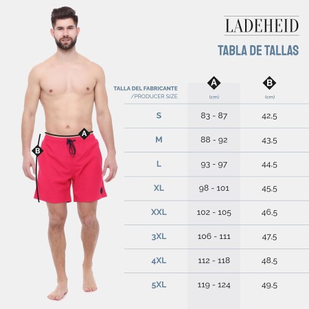 Ladeheid Bañador Hombre Natación Secado Rápido con Forro Interior de Malla, Pantalón Corto Deportivo con Bolsillos, Cintura
