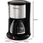 Moulinex FG360811 Cafetera de Filtro, 12 Tazas, función Auto, 1000 W, 45 Decibeles, DAA, INOX y Negro