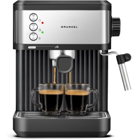 Grunkel Cafetera Espresso de 20 Bares, 850W, Panel Táctil/analogico con vaporizador orientable y brazo doble salida Depósito
