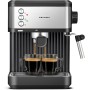 Grunkel Cafetera Espresso de 20 Bares, 850W, Panel Táctil/analogico con vaporizador orientable y brazo doble salida Depósito