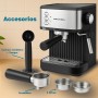 Grunkel Cafetera Espresso de 20 Bares, 850W, Panel Táctil/analogico con vaporizador orientable y brazo doble salida Depósito