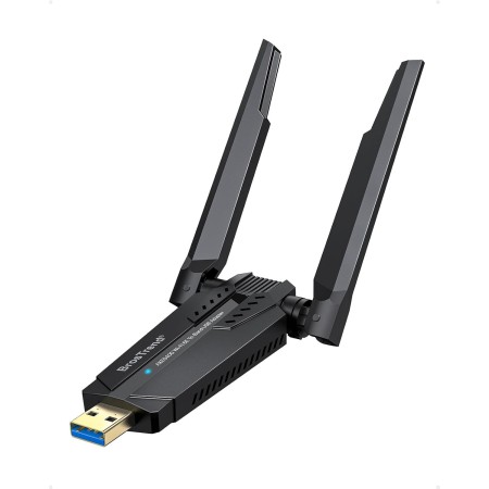 BrosTrend 5400Mbps Adaptador WiFi USB para PC Tri-Banda 6GHz y 5GHz y 2.4GHz, AXE5400 USB WiFi 6E Largo Alcance, Antena Wi-Fi