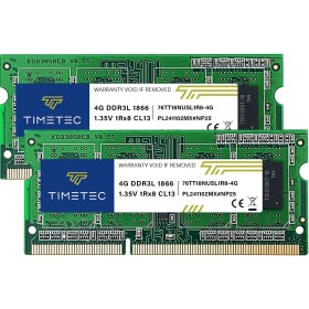 Timetec 8GB Kit(2x4GB) DDR3L / DDR31866MHz PC3L-14900 / PC3-14900 Non-ECC Unbuffered 1.35V / 1.5V CL13 1Rx8 Single Rank 204 Pin