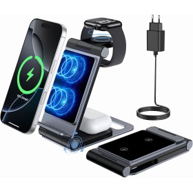 Cargador inalámbrico para iPhone,Plegable 3 en 1 Base Cargador para iPhone 16/15/14/13/12/Plus/Pro MAX, Estación de Carga para