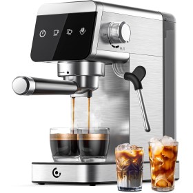 AMZCHEF Cafetera Espresso de 20 Bares con Pantalla LED Cafetera Todo en Uno con Depósito Extraíble de 1,2 Litros para Regalos