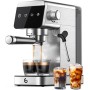 AMZCHEF Cafetera Espresso de 20 Bares con Pantalla LED Cafetera Todo en Uno con Depósito Extraíble de 1,2 Litros para Regalos
