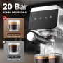 AMZCHEF Cafetera Espresso de 20 Bares con Pantalla LED Cafetera Todo en Uno con Depósito Extraíble de 1,2 Litros para Regalos