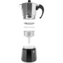 Orbegozo KFM 230, Cafetera Italiana, 2 tazas, apta para cocina de gas, vitrocerámica y electrica, aluminio, color negro y silver