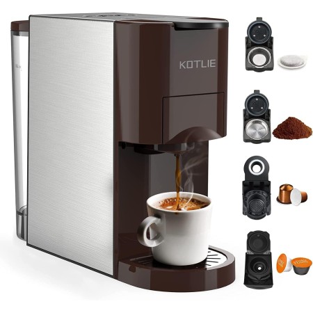 19 Bar Expreso 4 en 1 Cafetera de Capsulas para Dolce Gusto/Nespresso Original/Ground/ESE Pods(44mm) AC-513K