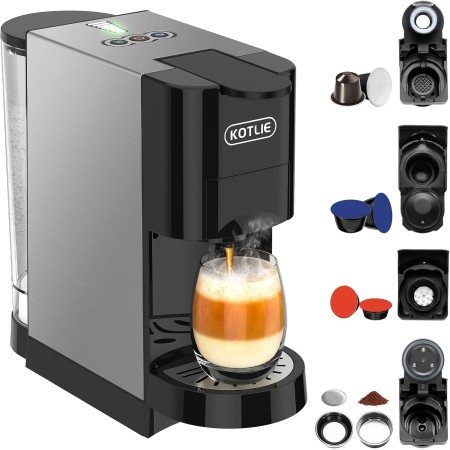 19 Bar Expreso 4 en 1 Cafetera de Capsulas para Dolce Gusto/Nespresso Original/Ground/ESE Pods(44mm) AC-513K