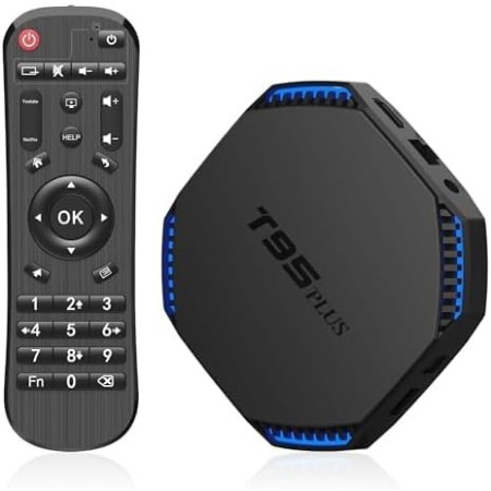 Android TV Box, T95PLUS S905 X4 Android 11.0 Box, 4 GB RAM 32 GB ROM Quad Core Arm Cortex-A55, Compatible con WiFi de 2.4 GHz/5