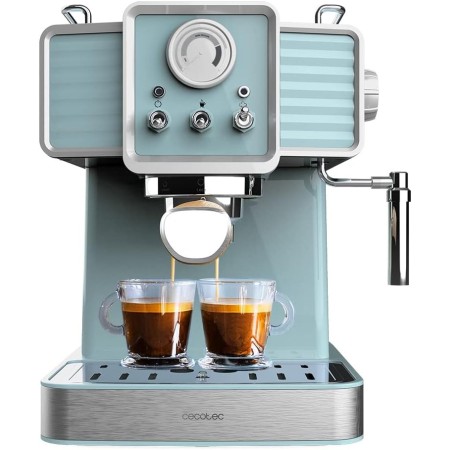 Cecotec Cafetera Express Power Espresso 20 Tradizionale Light Green. 1350 W, Espresso y Cappucicno, 20 Bares y Thermoblock,