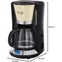 Russell Hobbs Cafetera de Goteo Colours Plus - 15 Tazas, Jarra Cristal 1,5L, Soporte Filtro Extraíble, Tecnología WhirlTech,