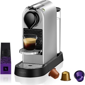 Krups Nespresso Citiz XN741B - cafetera de cápsulas monodosis, con 19 bares de presión, thermoblock, función automática con