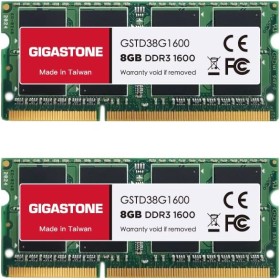 DDR3 RAM Solo portátil GIGASTONE 16GB Kit(2x8GB) DDR3/DDR3L 1600MHz(1333MHz) PC3-12800(PC3-10600) CL11 1.35V/1.5V 2Rx8 SODIMM