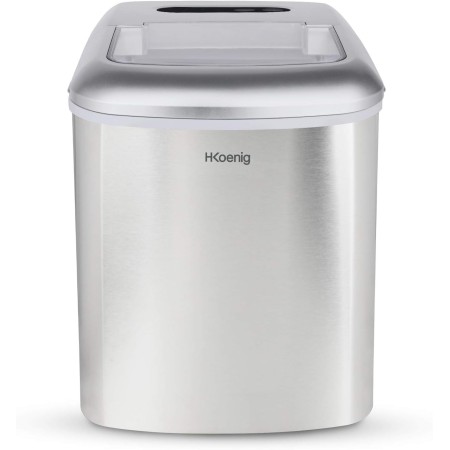 H.Koenig Máquina para Hacer Hielo, Silenciosa, 120 W, Capacidad 12 Kg, Entre 10 y 13 Minutos, 2 Tamaños de Cubitos, Gris, Acero