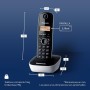 Panasonic KX-TG1611SPH - Teléfono Fijo Inalámbrico DECT, LCD, Identificador de Llamadas, Agenda de 50 Números, Tecla de