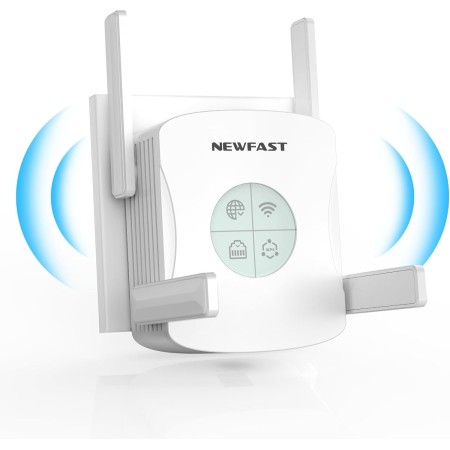 NEWFAST Repetidor WiFi AX1800, WiFi 6 Amplificador Señal WiFi 1800Mbps Doble Banda 5GHz/2.4GHz WiFi Extender, Puerto Ethernet